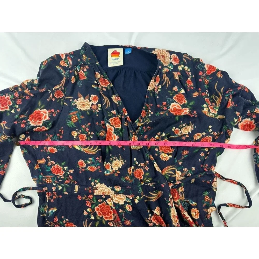Farm Rio Wrap Gracia Dress Navy Floral Maxi 1X $275 - Picture 9 of 10